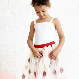 Юбка длинная Рататам (Ratatam) "Клубника", клубничные пайетки, 4-10 лет